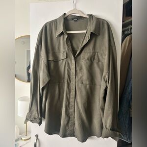 Express Olive Button Down Shirt